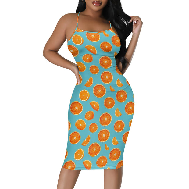 Summer Women's Sexy Sleeveless Spaghetti Strap Tank Dress Basic Tight Backless Bodycon Club Party Midi Dress