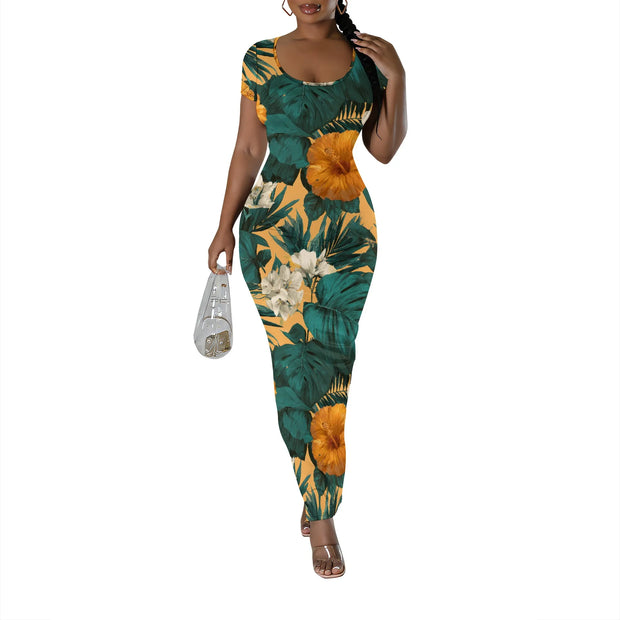 Womens Summer Casual Sexy Short Sleeve Bodycon Dress Basic Pencil Midi Club Dresses