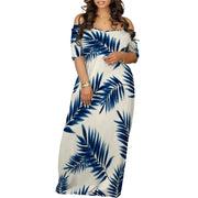 Plus Size Maxi Dresses for Curvy Women Summer Casual Loose Short Sleeve Long Beach Dress with Pocket