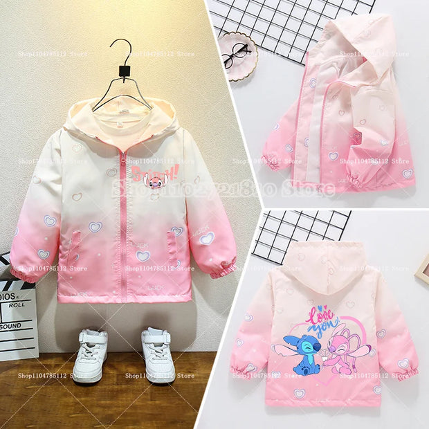 2025 New Stitch Jacket Spring Autumn Fashion Clothes Girls Baby Anime Cartoon Sweet Breathable Leisure Coats Kids Birthday Gift