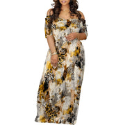 Plus Size Maxi Dresses for Curvy Women Summer Casual Loose Short Sleeve Long Beach Dress with Pocket