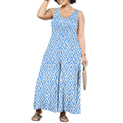 Women's Jumpsuits Overalls Wide Leg Casual 2025 Rompers Sleeveless Smocked One Piece High Waist Loose Fit with Pockets