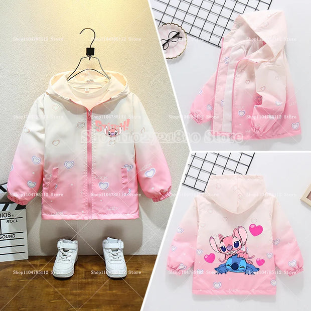 2025 New Stitch Jacket Spring Autumn Fashion Clothes Girls Baby Anime Cartoon Sweet Breathable Leisure Coats Kids Birthday Gift