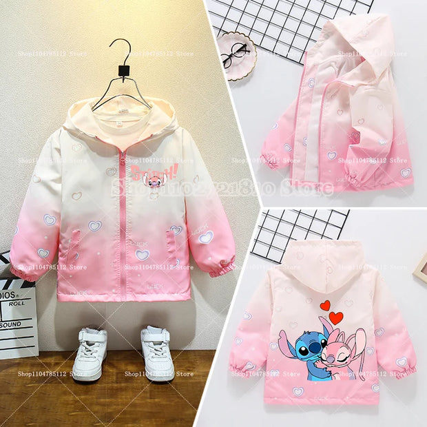 2025 New Stitch Jacket Spring Autumn Fashion Clothes Girls Baby Anime Cartoon Sweet Breathable Leisure Coats Kids Birthday Gift