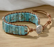Woven Beaded Bracelet with Natural Stones