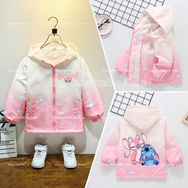 2025 New Stitch Jacket Spring Autumn Fashion Clothes Girls Baby Anime Cartoon Sweet Breathable Leisure Coats Kids Birthday Gift