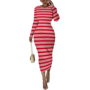 Women's Casual Basic Pencil Dress Sexy Long Sleeve Bodycon Midi Club Dress
