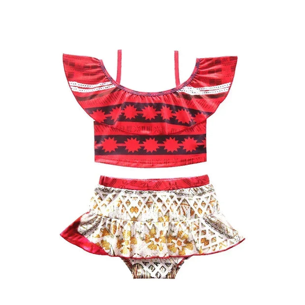 Summer Fairy Princess Moana Swimwear Girl Swimsuit Infant Baby Swimsuits Girls Beach Bikini Party Clothes Kids Bath Clothing Set
