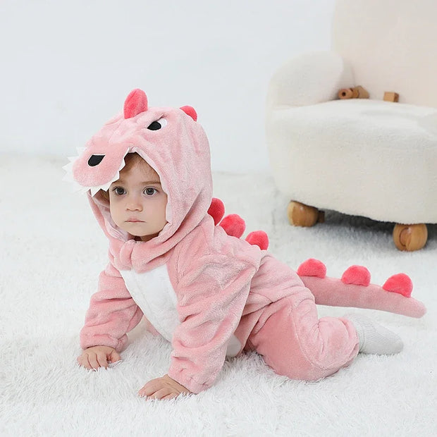 Kigurumis Unicorn Baby Girls Clothes Romper Lovely Infant Baby Onesie Bodysuit Cartoon Newborn Zipper Hooded Flannel Jumpsuits
