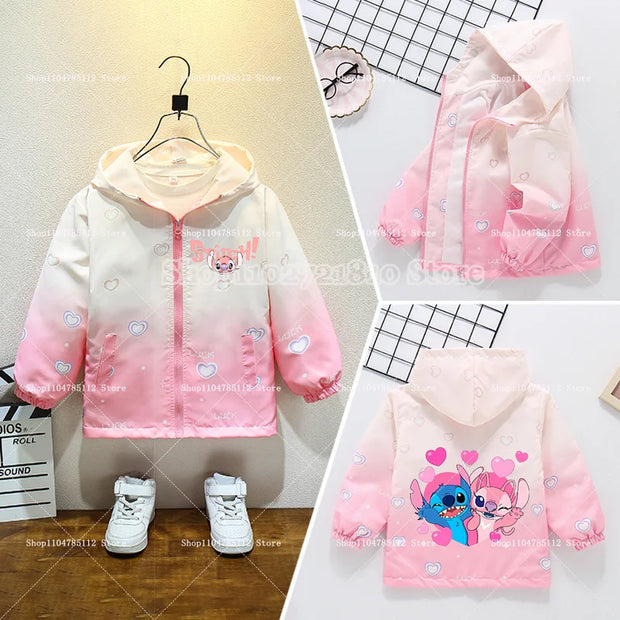 2025 New Stitch Jacket Spring Autumn Fashion Clothes Girls Baby Anime Cartoon Sweet Breathable Leisure Coats Kids Birthday Gift