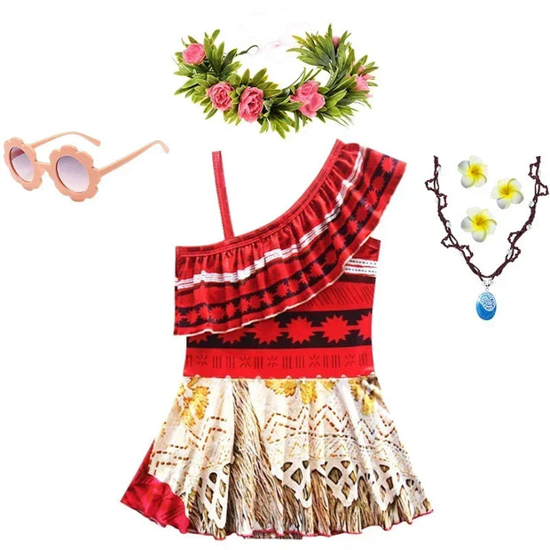 Summer Fairy Princess Moana Swimwear Girl Swimsuit Infant Baby Swimsuits Girls Beach Bikini Party Clothes Kids Bath Clothing Set