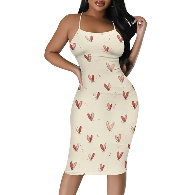 Summer Women's Sexy Sleeveless Spaghetti Strap Tank Dress Basic Tight Backless Bodycon Club Party Midi Dress