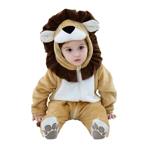 Cute Lion Jumpsuit for Baby Boys Girls Baby Lion Cub Costume Boys Infant Toddler Flannel Winter Pajamas Outfit Hoodie Romper