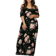 Plus Size Maxi Dresses for Curvy Women Summer Casual Loose Short Sleeve Long Beach Dress with Pocket