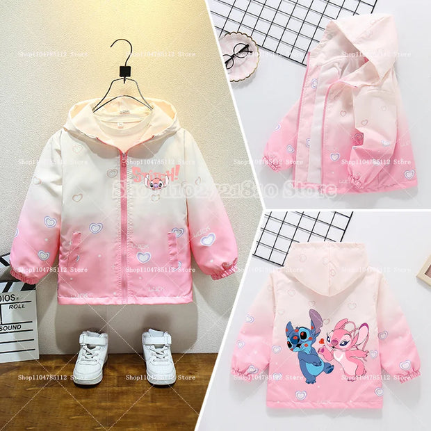 2025 New Stitch Jacket Spring Autumn Fashion Clothes Girls Baby Anime Cartoon Sweet Breathable Leisure Coats Kids Birthday Gift