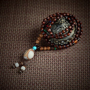 Vintage Bohemian Cotton and Linen Beaded Necklace