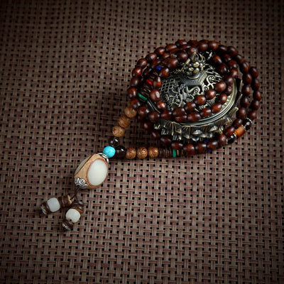 Vintage Bohemian Cotton and Linen Beaded Necklace