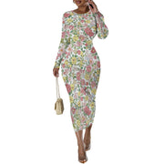 Women's Casual Basic Pencil Dress Sexy Long Sleeve Bodycon Midi Club Dress