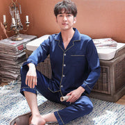 Ice Silk Couple Pajamas for Summer and Autumn