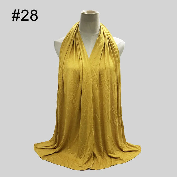 28Color Modal Cotton Jersey Hijab Scarf Ramadan Long Muslim Shawl Plain Solid Soft Turban Wraps For Women Headband
