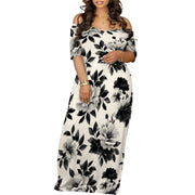 Plus Size Maxi Dresses for Curvy Women Summer Casual Loose Short Sleeve Long Beach Dress with Pocket