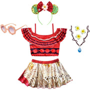 Summer Fairy Princess Moana Swimwear Girl Swimsuit Infant Baby Swimsuits Girls Beach Bikini Party Clothes Kids Bath Clothing Set