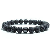 Men's 8mm Natural Stone Beaded Bracelet (Tiger Eye, Lava)