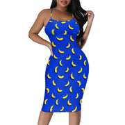 Summer Women's Sexy Sleeveless Spaghetti Strap Tank Dress Basic Tight Backless Bodycon Club Party Midi Dress