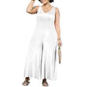 Women's Jumpsuits Overalls Wide Leg Casual 2025 Rompers Sleeveless Smocked One Piece High Waist Loose Fit with Pockets