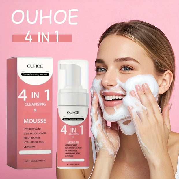 3.38fl.oz Mousse super nettoyante à l'acide salicylique, sérum pour le visage 4 en 1