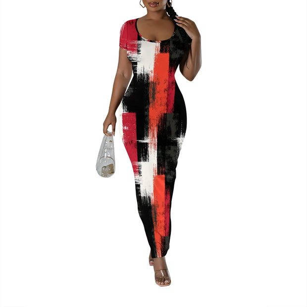 Womens Summer Casual Sexy Short Sleeve Bodycon Dress Basic Pencil Midi Club Dresses