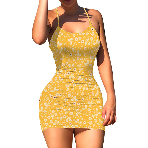 Women's Summer Floral Print A Line Short Cami Dress