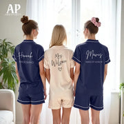 Bridesmaid Satin Pajamas Set Customized Birthday Pajamas Set, Monogram Pajamas, Pajamas set for Her, Girls Birthday Party