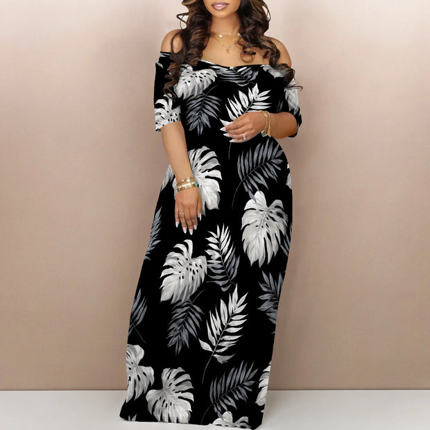 Plus Size Maxi Dresses for Curvy Women Summer Casual Loose Short Sleeve Long Beach Dress with Pocket