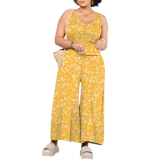 Women's Jumpsuits Overalls Wide Leg Casual 2025 Rompers Sleeveless Smocked One Piece High Waist Loose Fit with Pockets