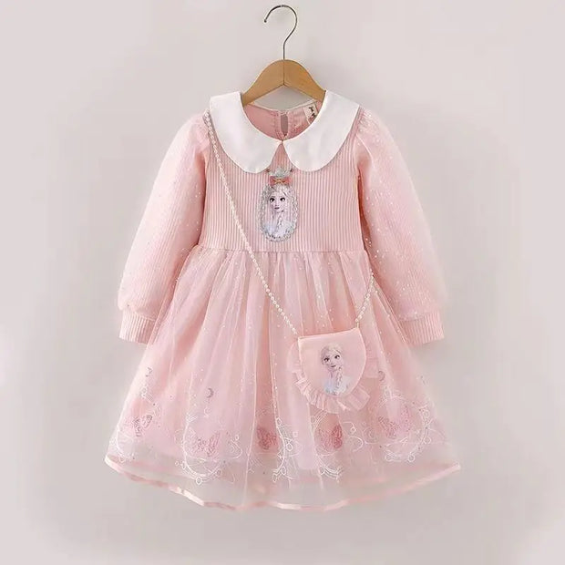 2023 Elsa Princess Dress for Girls with Tulle Skirt