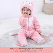 Kigurumis Unicorn Baby Girls Clothes Romper Lovely Infant Baby Onesie Bodysuit Cartoon Newborn Zipper Hooded Flannel Jumpsuits