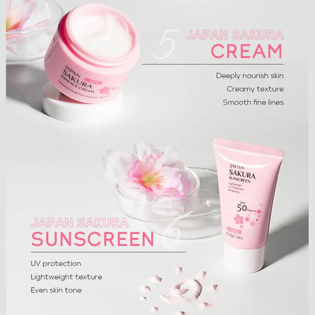 6pcs Sakura Ensemble de soins de la peau