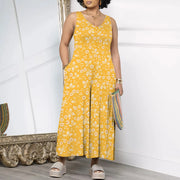 Women's Jumpsuits Overalls Wide Leg Casual 2025 Rompers Sleeveless Smocked One Piece High Waist Loose Fit with Pockets