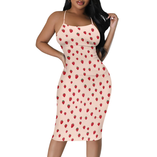 Summer Women's Sexy Sleeveless Spaghetti Strap Tank Dress Basic Tight Backless Bodycon Club Party Midi Dress