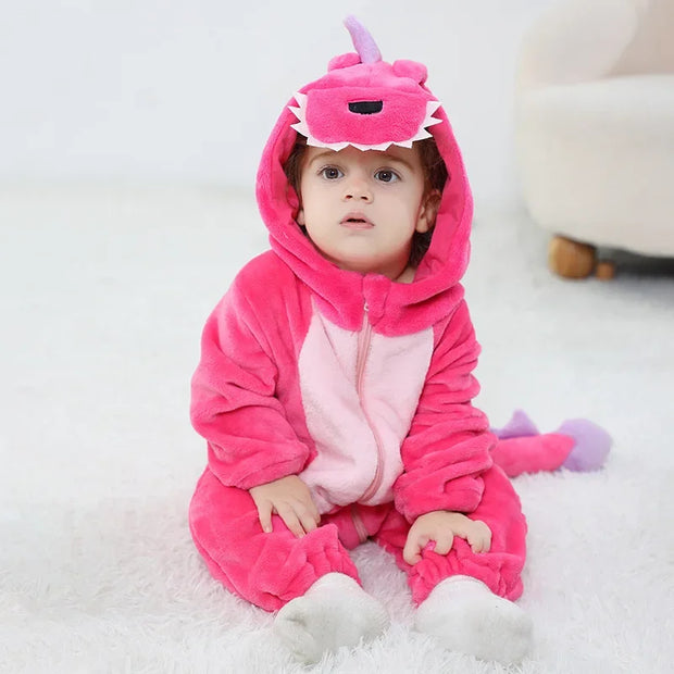 Kigurumis Unicorn Baby Girls Clothes Romper Lovely Infant Baby Onesie Bodysuit Cartoon Newborn Zipper Hooded Flannel Jumpsuits