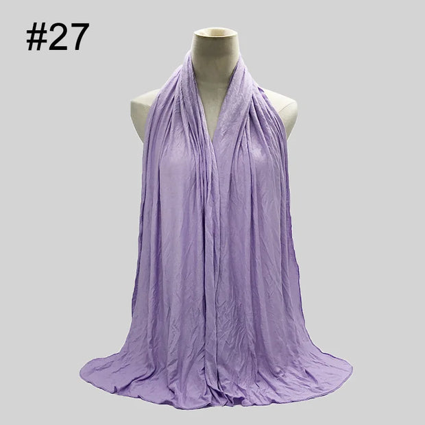 28Color Modal Cotton Jersey Hijab Scarf Ramadan Long Muslim Shawl Plain Solid Soft Turban Wraps For Women Headband