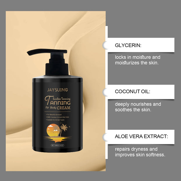 Lotion de bronzage Visage Corps Auto-bronzant Sans soleil Brunissement Sans Stries Faux Bronzage Rapide Bronzer Extérieur Soleil Intérieur Bronzage Crème Accélérateur