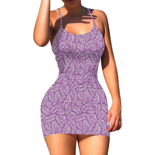 Women's Summer Floral Print A Line Short Cami Dress