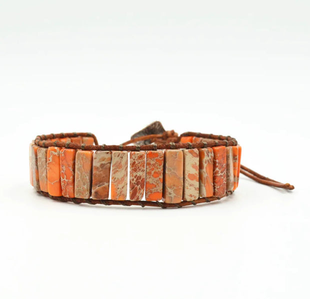 Leather Beaded Bracelet with Natural Stones and Style