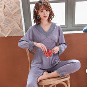 Ice Silk Couple Pajamas for Summer and Autumn