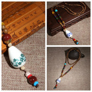 Vintage Bohemian Cotton and Linen Beaded Necklace