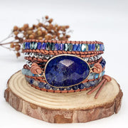 Handcrafted Multi-layer Leather Bracelet with Natural Stones