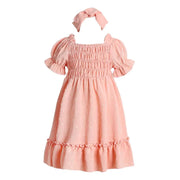 Summer New Children's Princess Style Solid Color Dress