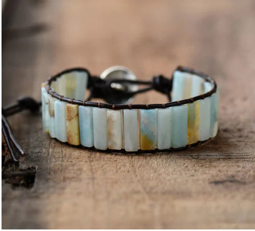 Woven Beaded Bracelet with Natural Stones